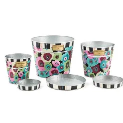 Always Flowers Pots  Saucers, Set of 3