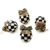 Check Capiz Ball Ornaments, Set of 4
