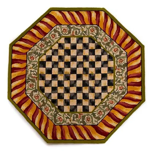 Courtly Check Red  Gold 6' Octagon Rug