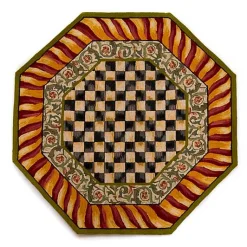 Courtly Check Red  Gold 6' Octagon Rug