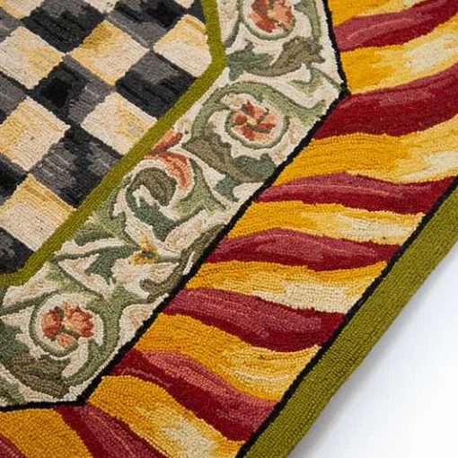 Courtly Check Red  Gold 6' Octagon Rug