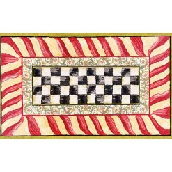 Courtly Check Red  Gold 3' x 5' Washable Rug