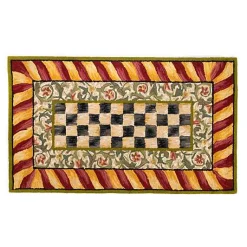 Courtly Check Red  Gold 3' x 5' Rug