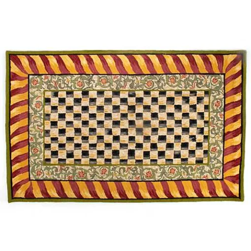 Courtly Check Red  Gold 5' x 8' Rug