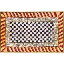 Courtly Check Red  Gold 5' x 7'6 Washable Rug