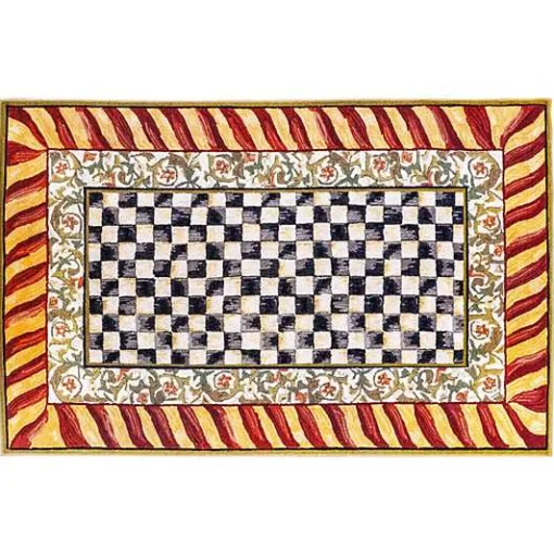 Courtly Check Red  Gold 5' x 7'6 Washable Rug