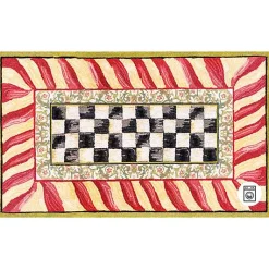 Courtly Check Red  Gold 3' x 5' Washable Rug