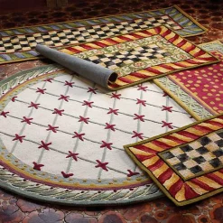 Courtly Check Red  Gold 3' x 5' Rug