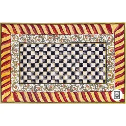 Courtly Check Red  Gold 5' x 7'6 Washable Rug