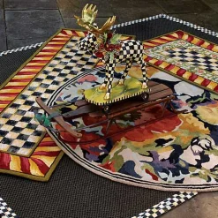 Courtly Check Red  Gold 3' x 5' Rug