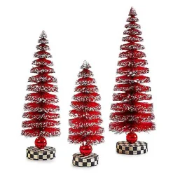 Cozy Christmas Red Bottle Brush Trees, Set of 3