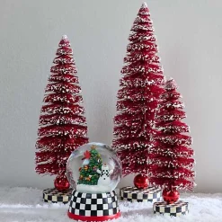 Cozy Christmas Red Bottle Brush Trees, Set of 3