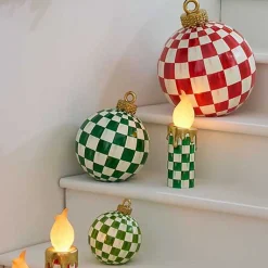 Dark Green Check Tabletop Ornament