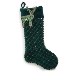 Emerald Beaded Deer Holiday Stocking