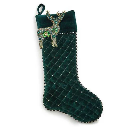 Emerald Beaded Deer Holiday Stocking