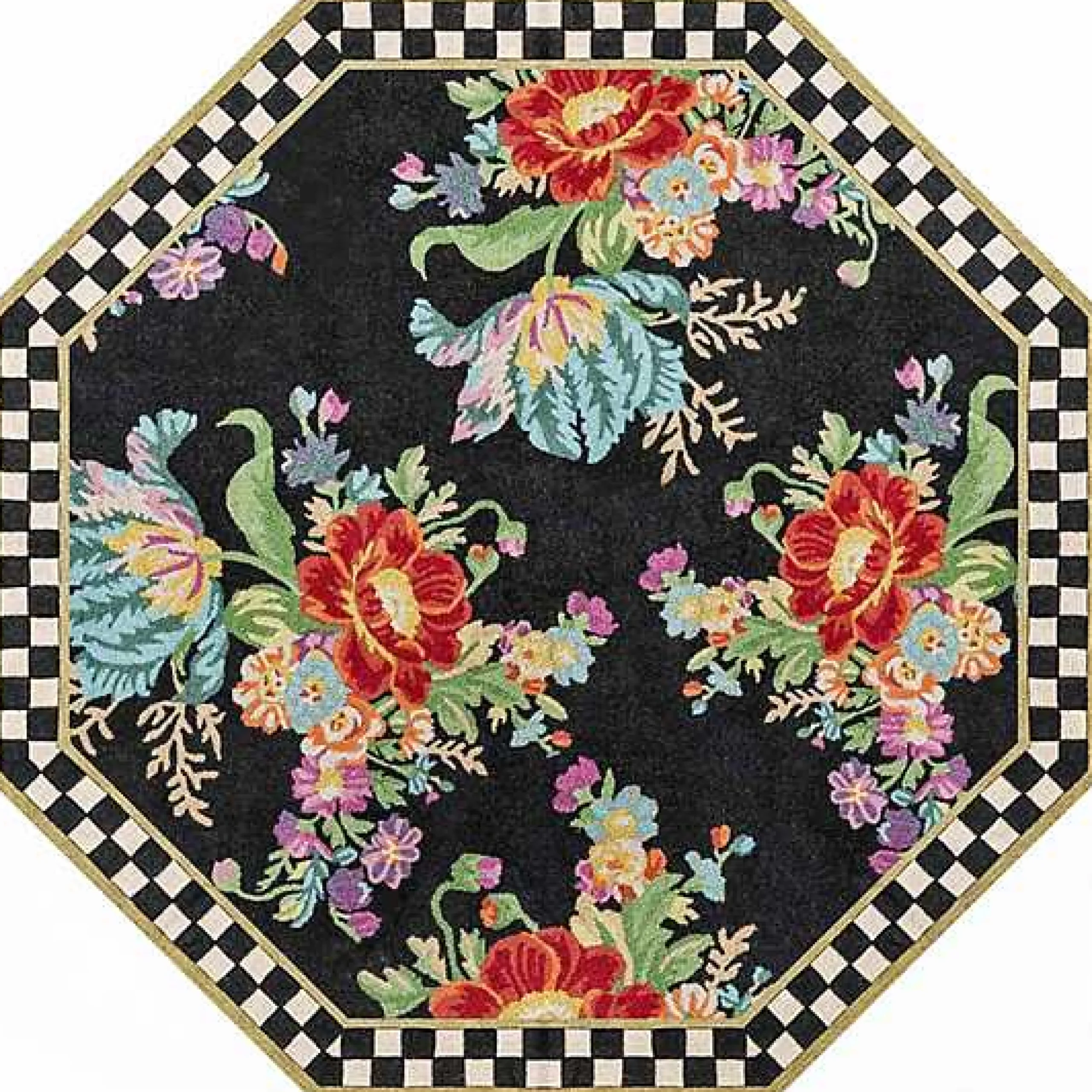 Flower Market 6' Octagon Washable Rug