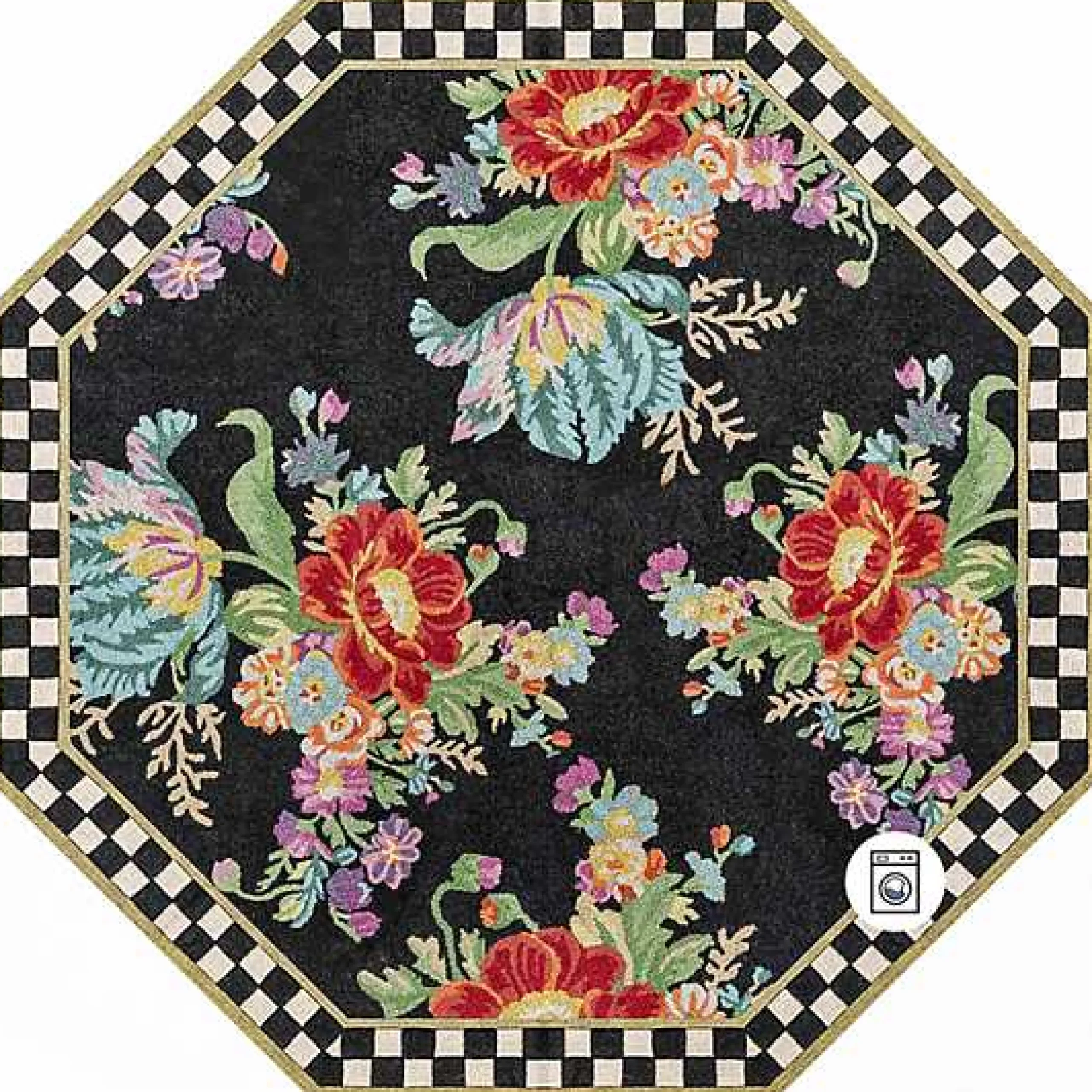 Flower Market 6' Octagon Washable Rug