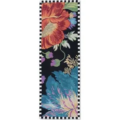 Flower Market Reflections Black 2'6 x 8' Runner