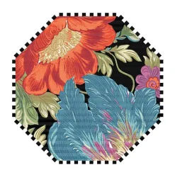Flower Market Reflections Black 6' Octagon Rug