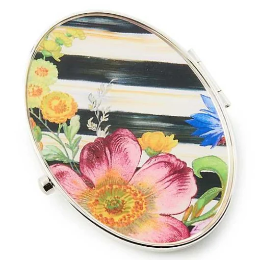 Flower Market Silver Plated Compact Mirror