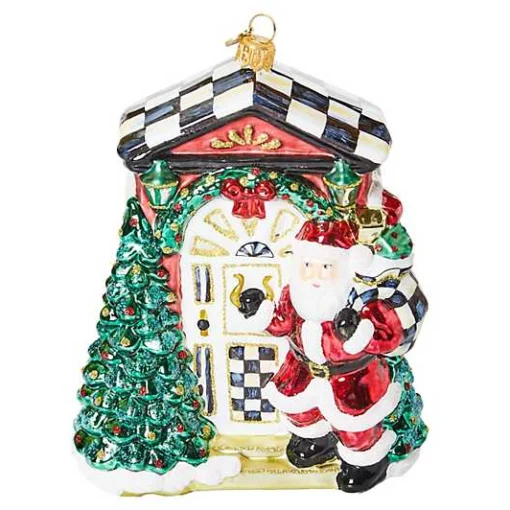 Front Door Santa Glass Ornament