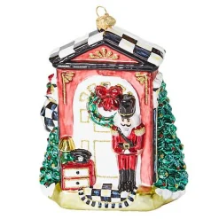 Front Door Santa Glass Ornament