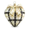 Glam Up Plaid Heart Glass Ornament