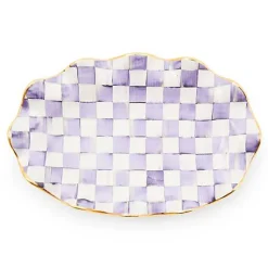 Plum Check Ceramic Serving Platter