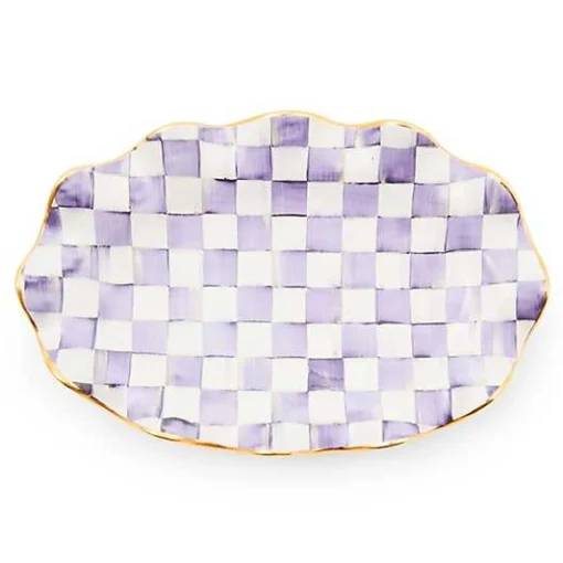 Plum Check Ceramic Serving Platter