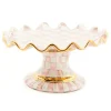 Rosy Check Ceramic Fluted Cake Stand