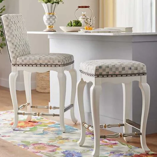 Sterling Check Counter Stool with Back