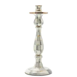 Sterling Check Large Enamel Candlestick
