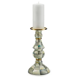 Sterling Check Large Pillar Candlestick