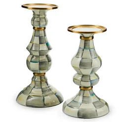 Sterling Check Large Pillar Candlestick