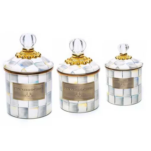 Sterling Check Little Canisters, Set of 3