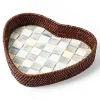 Sterling Check Rattan  Enamel Heart Tray