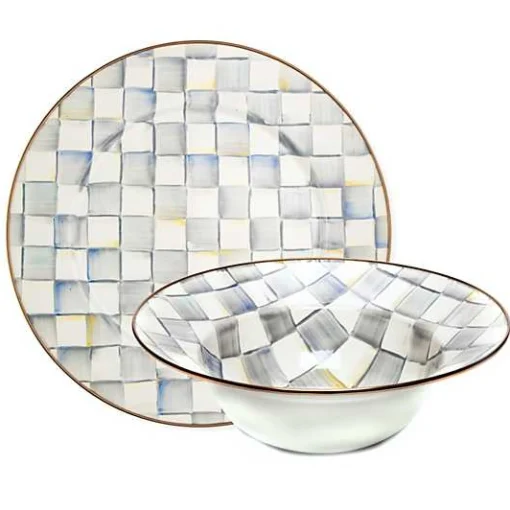 Sterling Check Serving Platter  Bowl Set