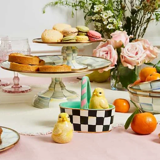 Sterling Check Small Pedestal Platter