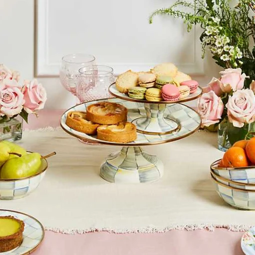 Sterling Check Small Pedestal Platter