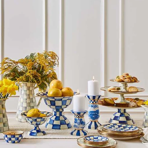 Sterling Check Small Pedestal Platter