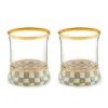 Sterling Check Tumbler Glass, Set of 2