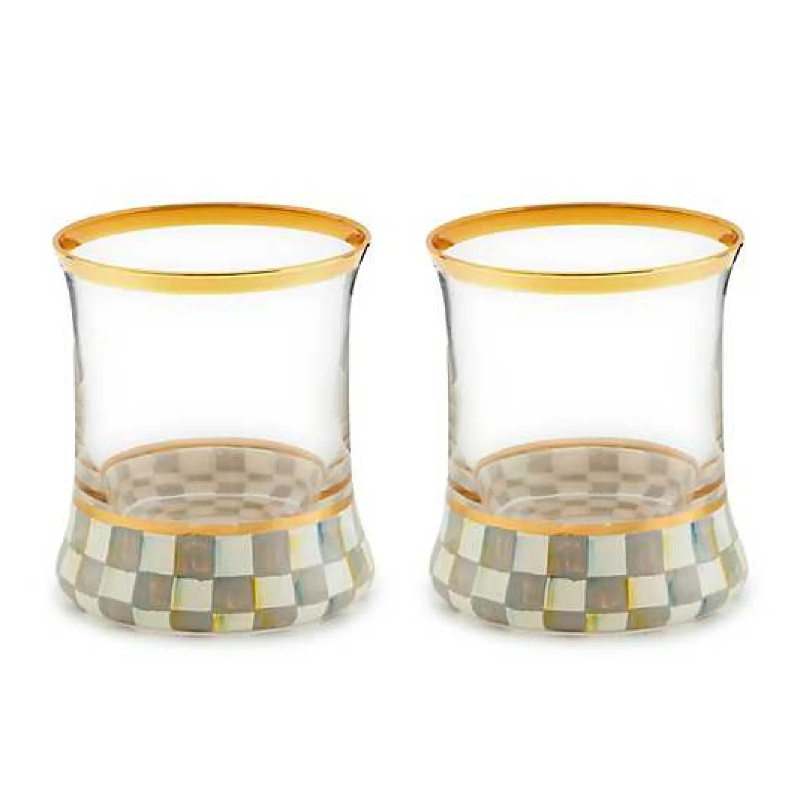 Sterling Check Tumbler Glass, Set of 2