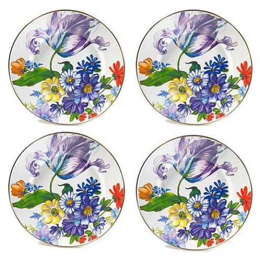 White Flower Market Dinner Plates, Set of 4