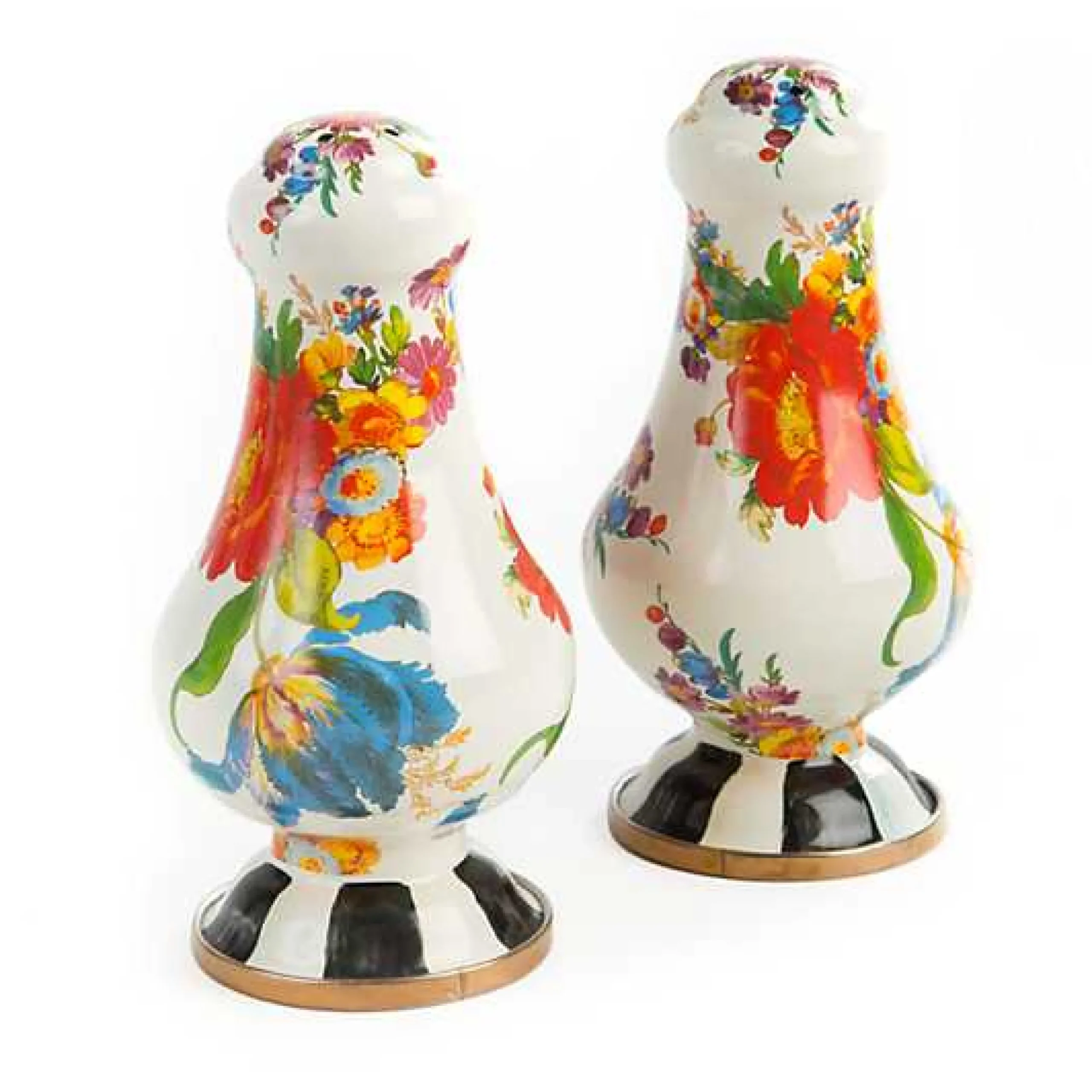 White Flower Market Large Salt Pepper Shakers