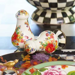 White Flower Market Large Salt Pepper Shakers
