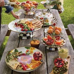 White Flower Market Large Pedestal Platter