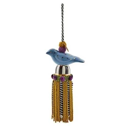 Cerulean Blue Ceramic Bird Tassel