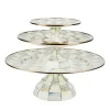 Sterling Check Pedestal Platters, Set of 3
